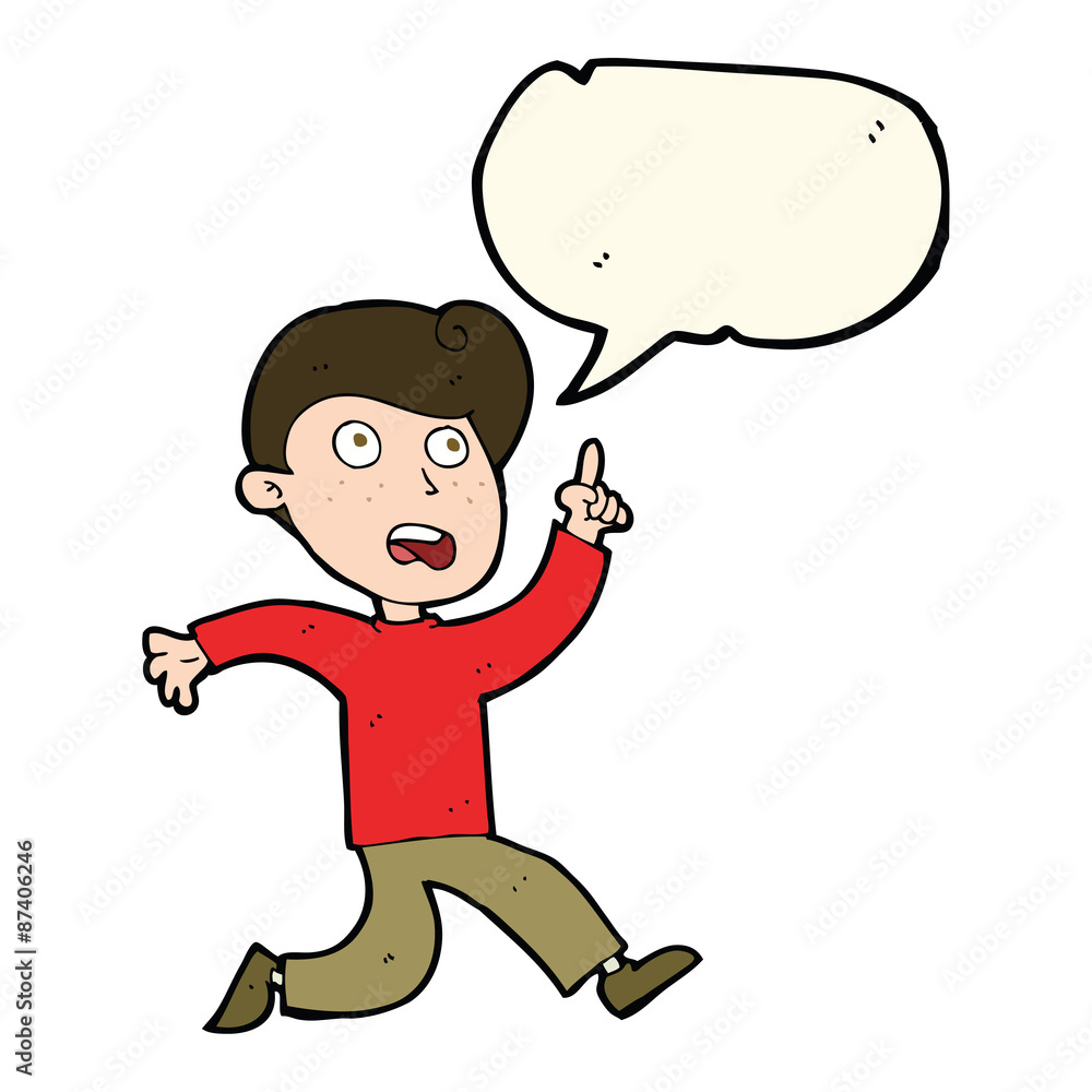 cartoon boy panicking with speech bubble cartoon boy panicking with speech bubble