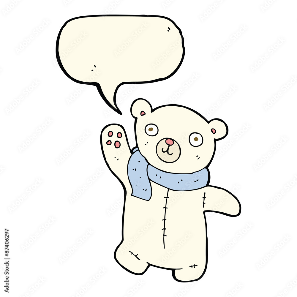 cute cartoon polar teddy bear with speech bubble cute cartoon polar teddy bear with speech bubble