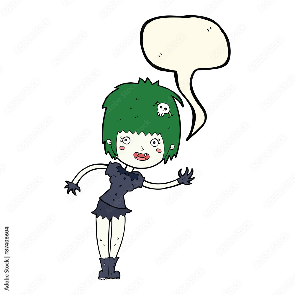 cartoon vampire girl with speech bubble cartoon vampire girl with speech bubble
