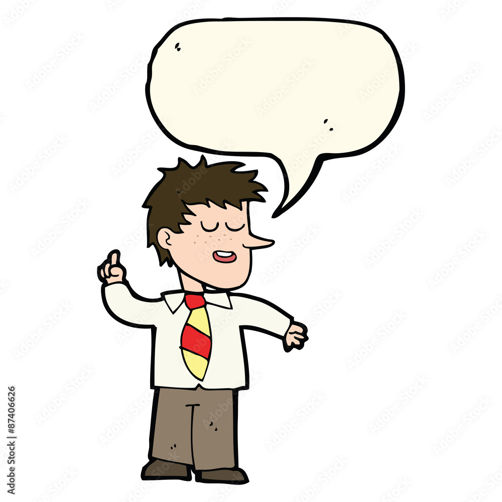 Fototapeta premium cartoon man with good idea with speech bubble