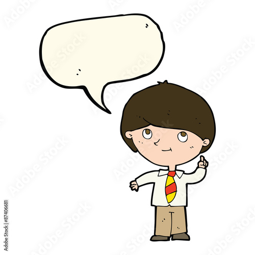 cartoon boy with idea with speech bubble