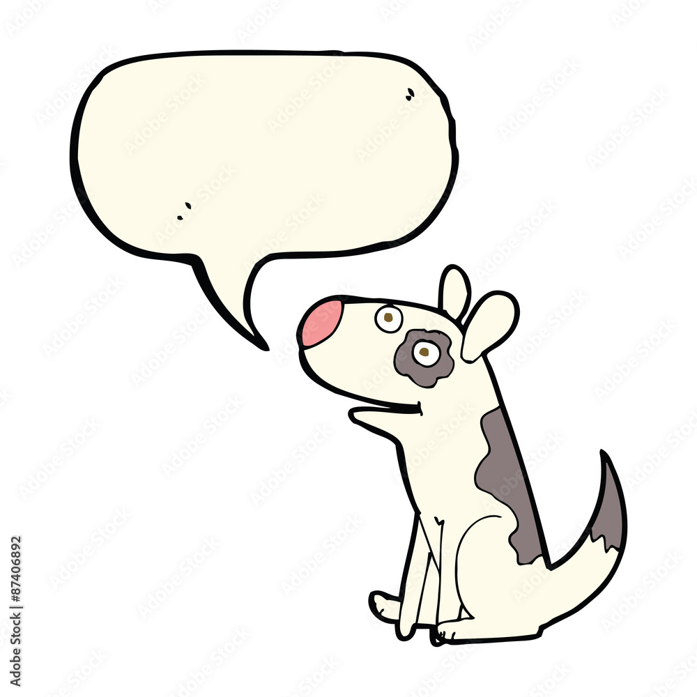 cartoon happy dog with speech bubble cartoon happy dog with speech bubble