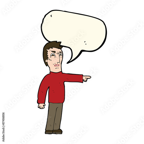 cartoon angry man pointing with speech bubble