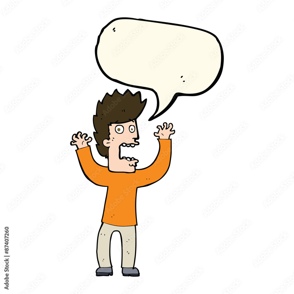 cartoon terrified man with speech bubble cartoon terrified man with speech bubble