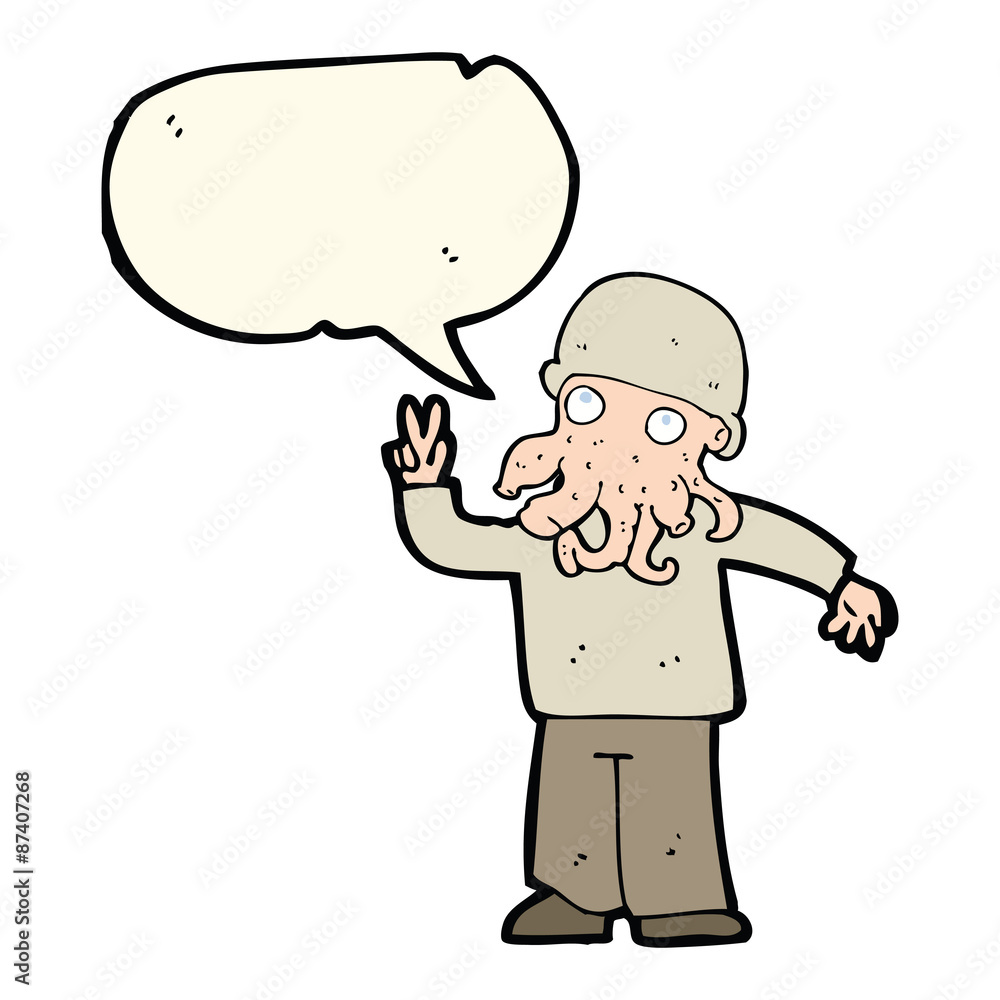 cartoon cool alien with speech bubble cartoon cool alien with speech bubble