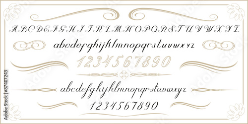 ALPHABET Old handwritten letters and numbers