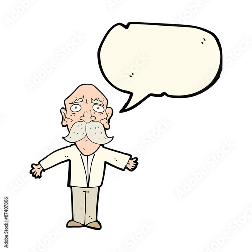 cartoon disappointed old man with speech bubble