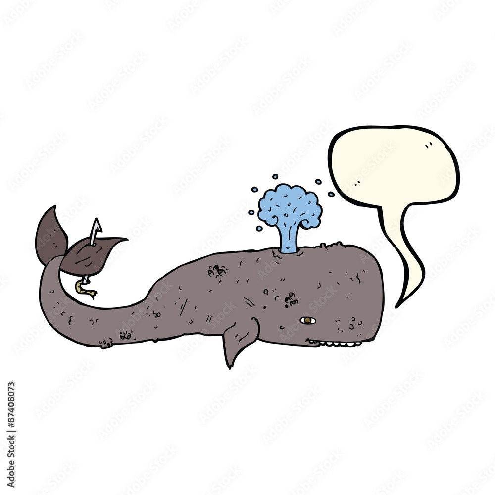 Fototapeta premium cartoon whale with speech bubble