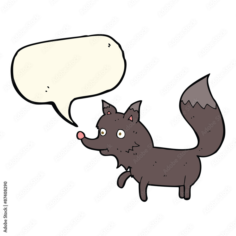 cartoon wolf cub with speech bubble cartoon wolf cub with speech bubble