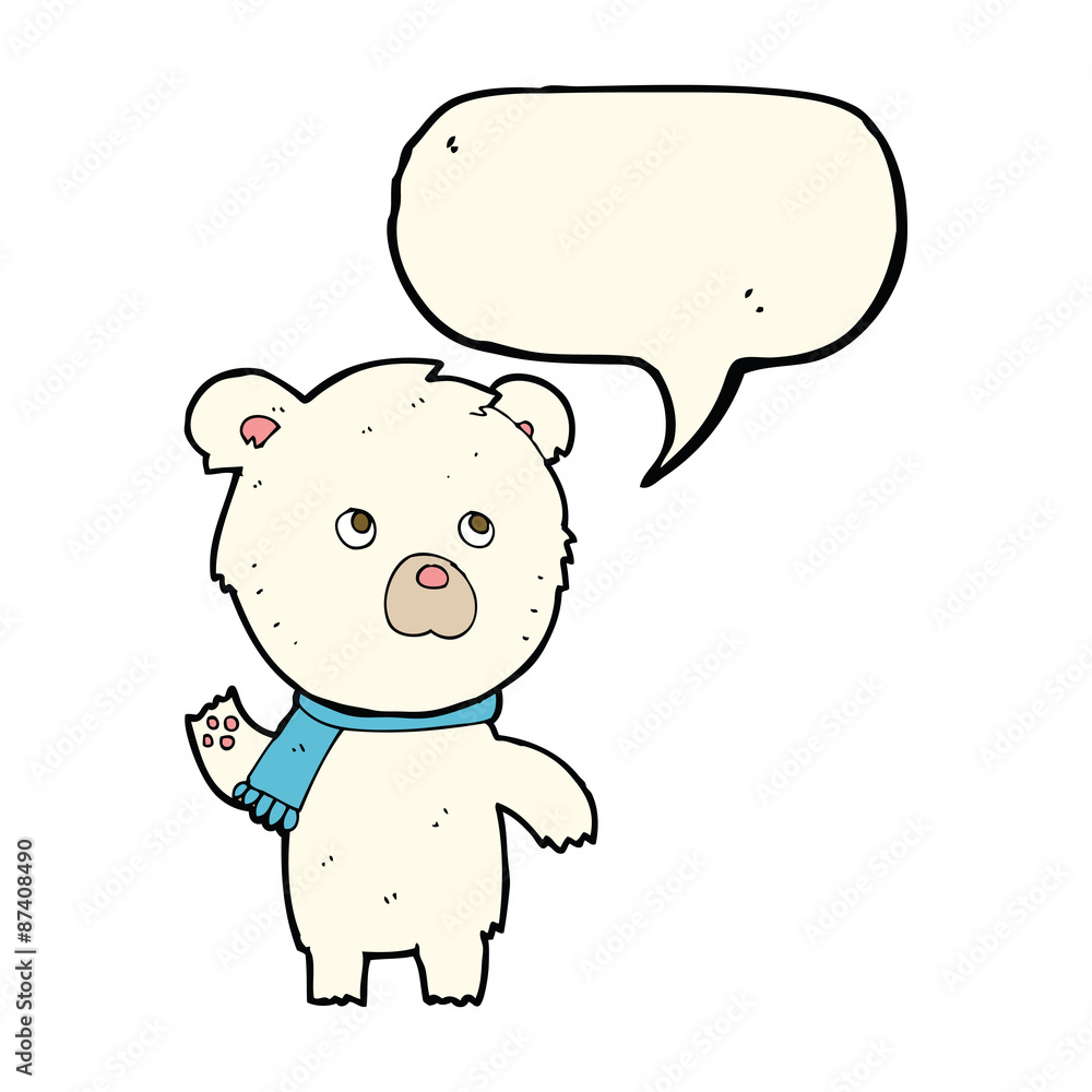 cartoon cute polar bear with speech bubble cartoon cute polar bear with speech bubble