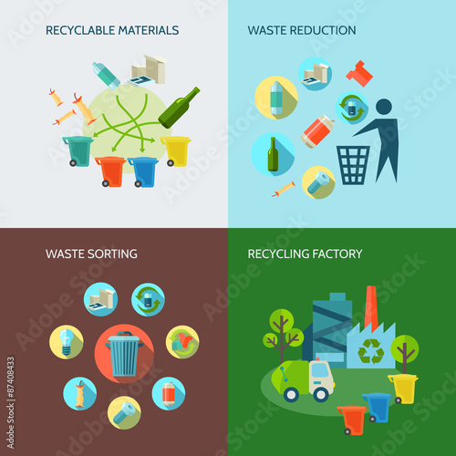 Recycling And Waste Reduction Icons Set