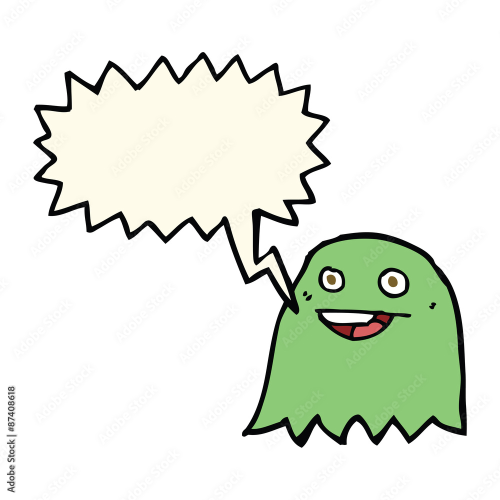 Fototapeta premium cartoon ghost with speech bubble