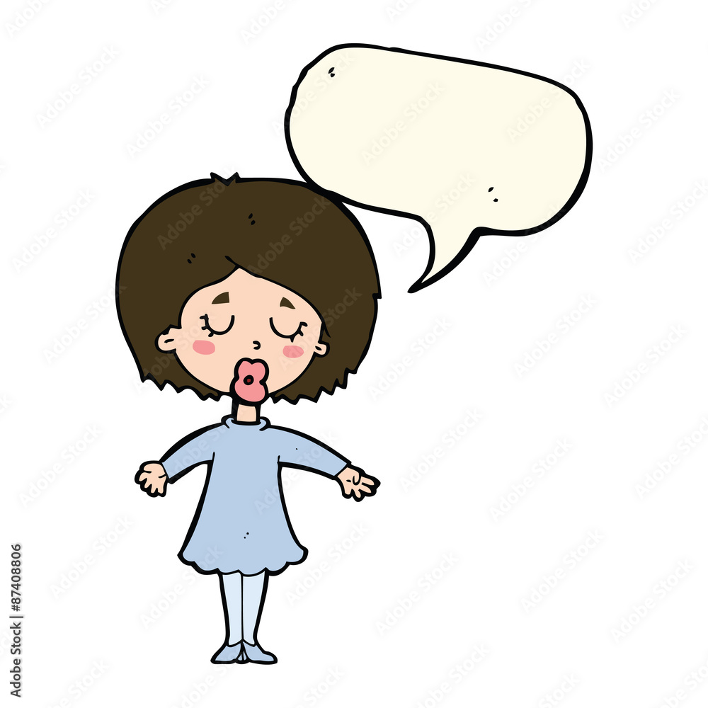 cartoon woman in dress with speech bubble cartoon woman in dress with speech bubble