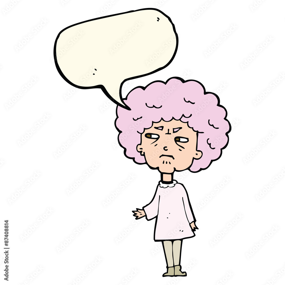 cartoon old lady with speech bubble cartoon old lady with speech bubble
