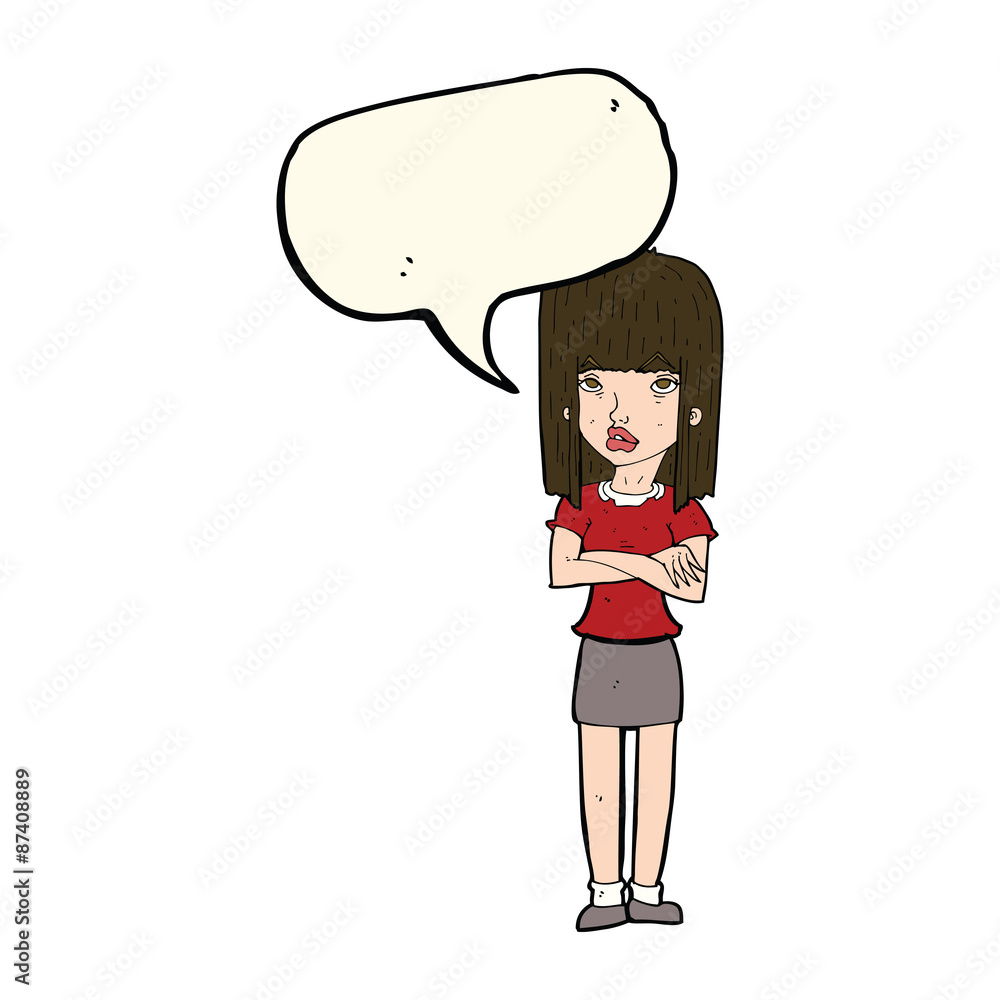 cartoon woman standing with speech bubble cartoon woman standing with speech bubble