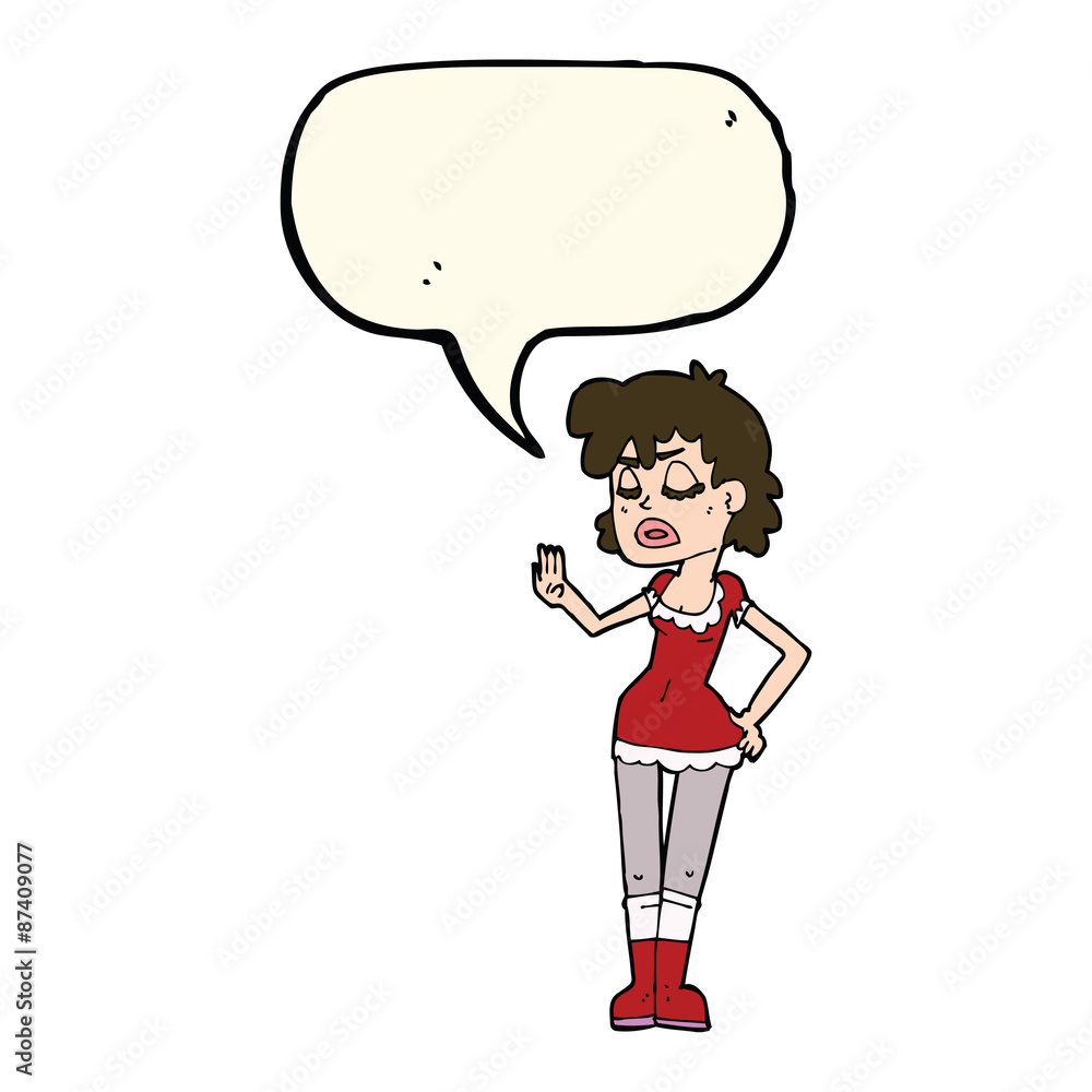 cartoon woman making dismissive gesture with speech bubble cartoon woman making dismissive gesture with speech bubble