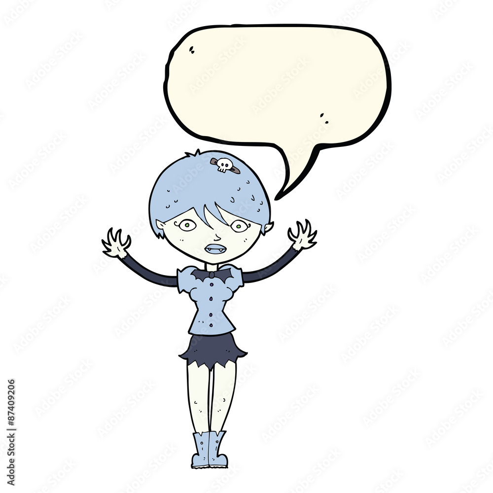 cartoon vampire girl with speech bubble cartoon vampire girl with speech bubble