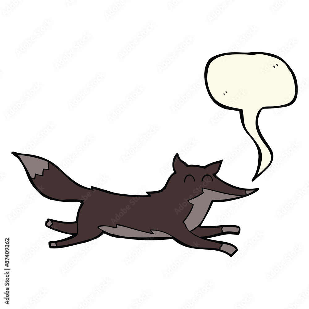 cartoon running wolf with speech bubble cartoon running wolf with speech bubble