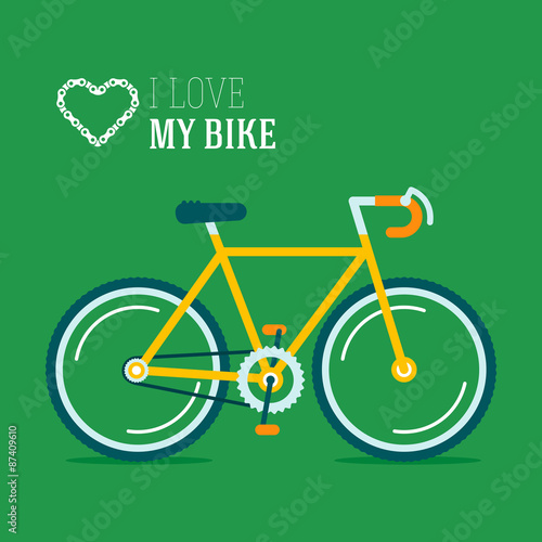 I love my hypster bike vector illustration