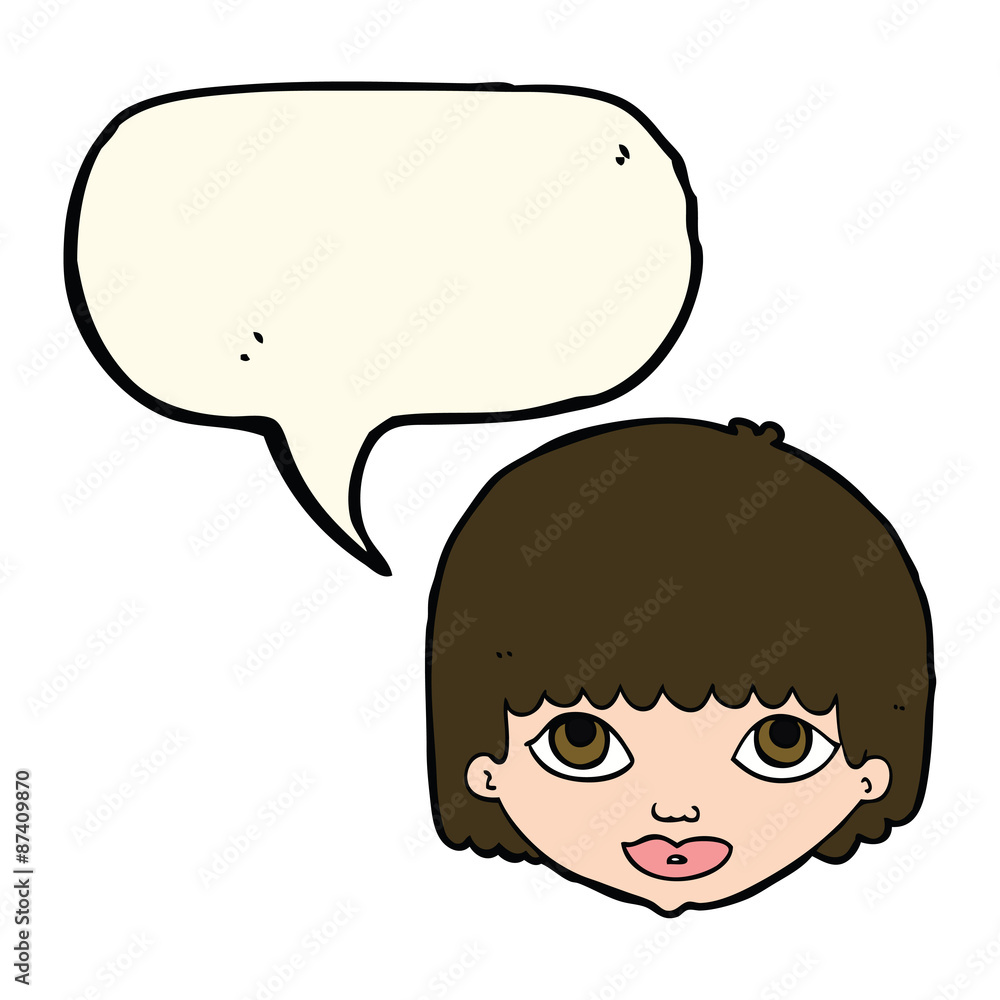 cartoon female face with speech bubble cartoon female face with speech bubble