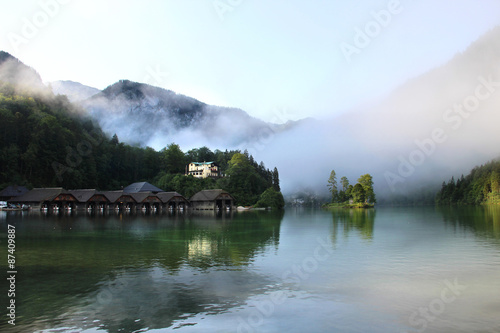 Beautiful lake, mountains and nature in the morning