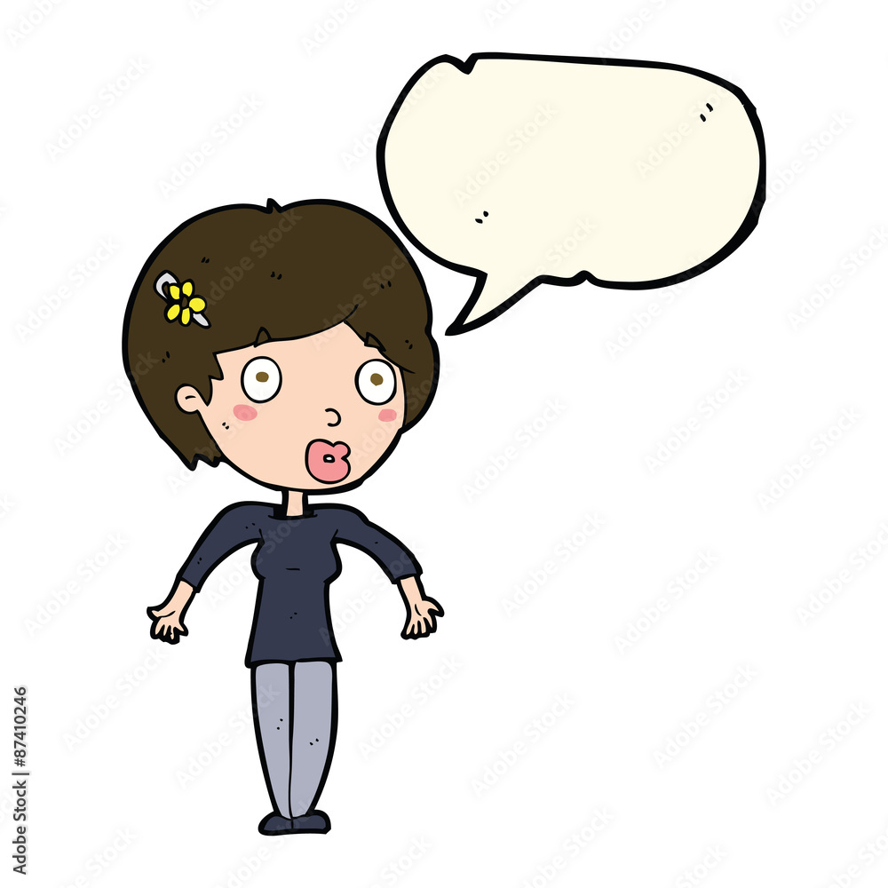 cartoon shocked woman with speech bubble cartoon shocked woman with speech bubble