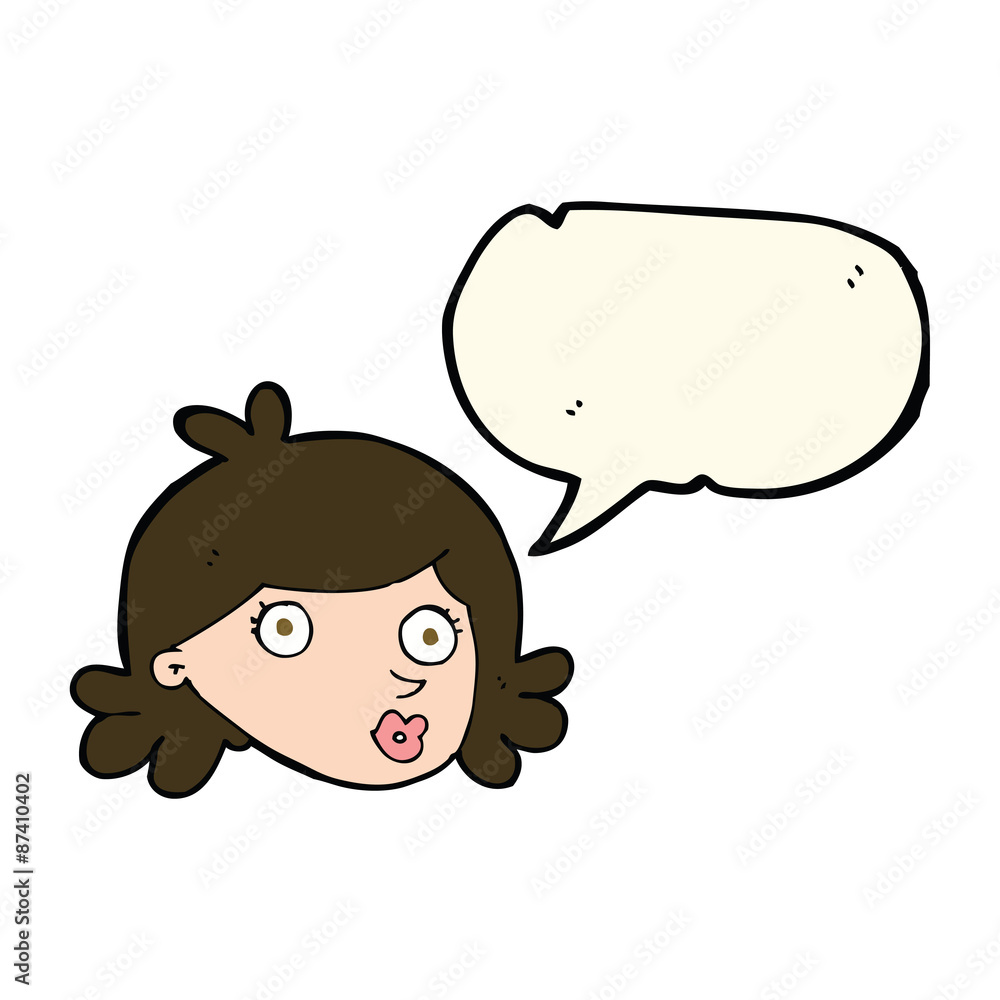 cartoon pretty face with speech bubble