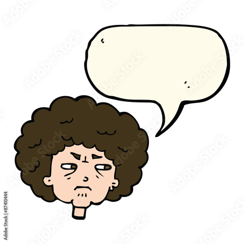 cartoon bitter old woman with speech bubble