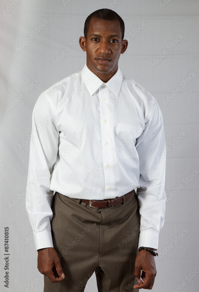 Fototapeta premium Black man in white shirt