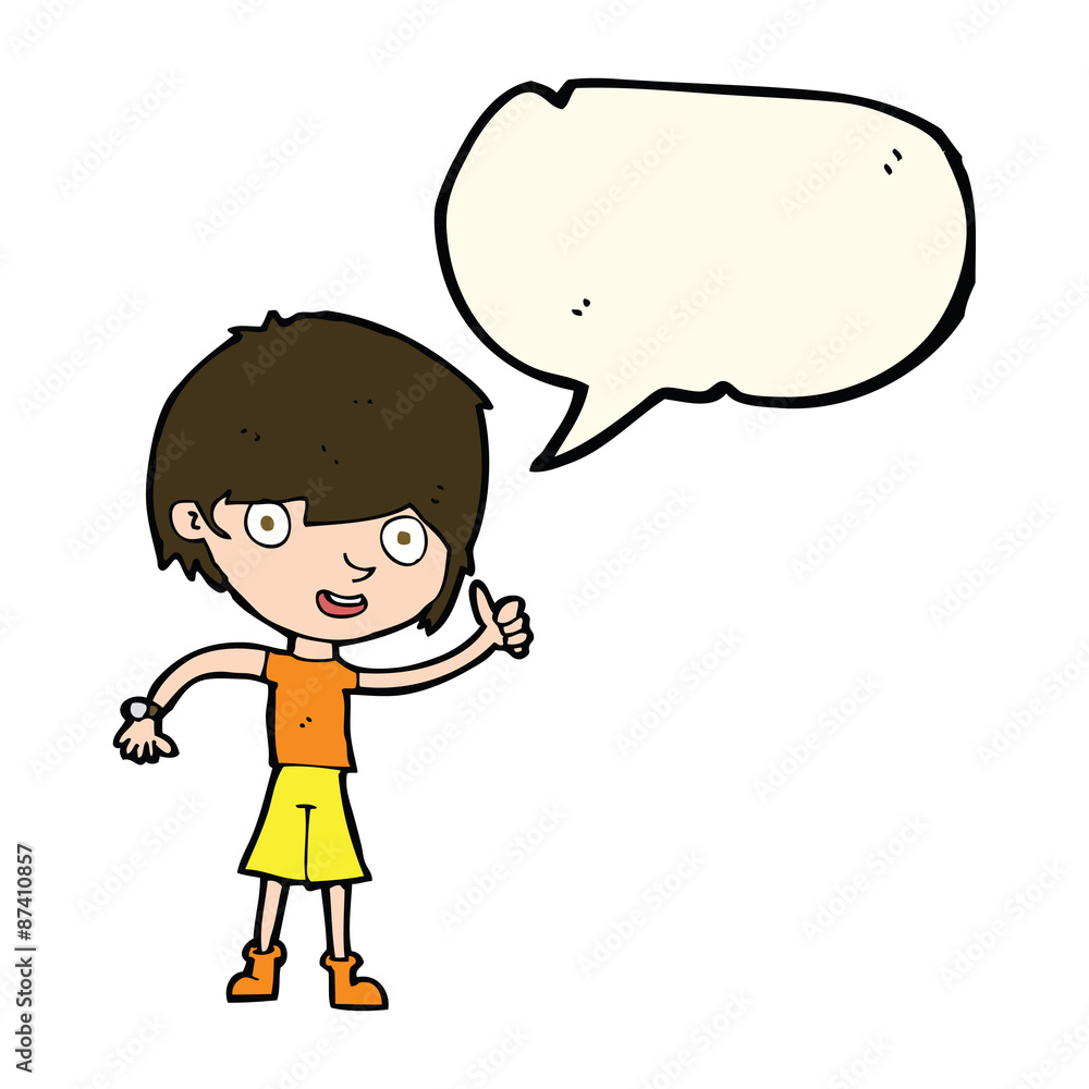 cartoon boy with positive attitude with speech bubble cartoon boy with positive attitude with speech bubble