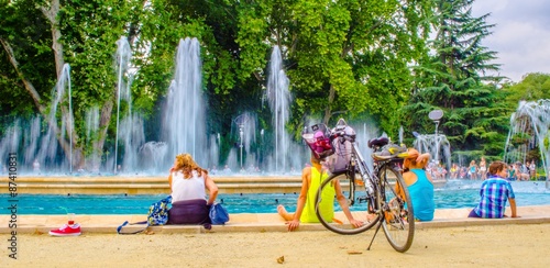 Singing fountain is one of the main attractions of margit island and also of whole budapest. People are frequently waiting for admiring its performance. photo