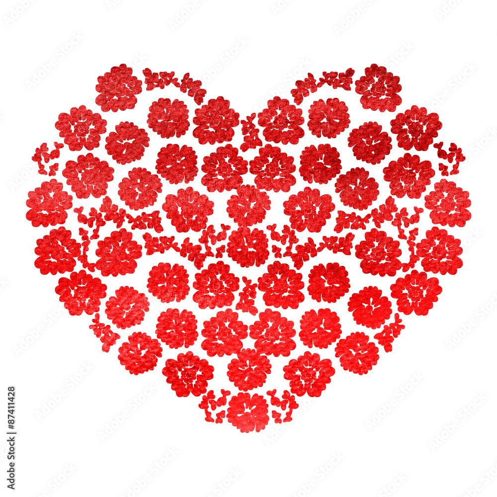 Heart with flowers isolated