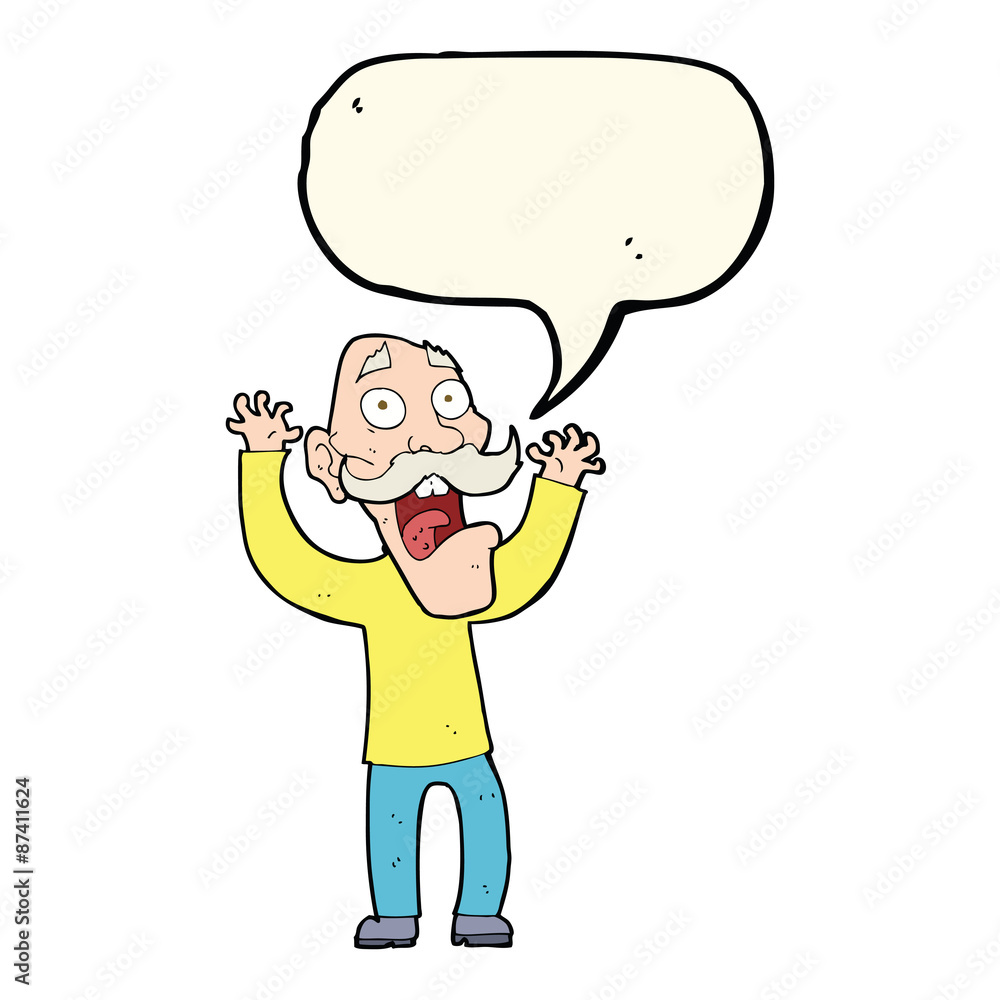 cartoon old man getting a fright with speech bubble cartoon old man getting a fright with speech bubble