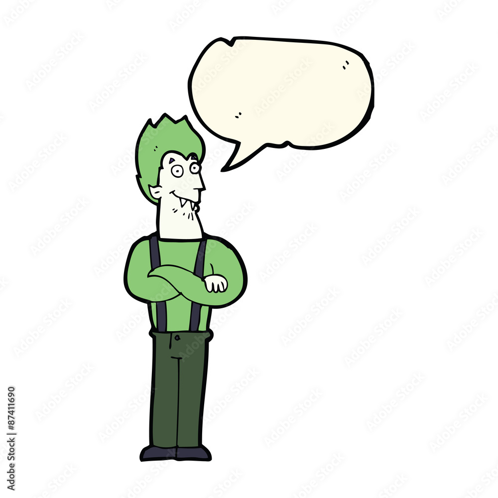 cartoon happy vampire with speech bubble cartoon happy vampire with speech bubble