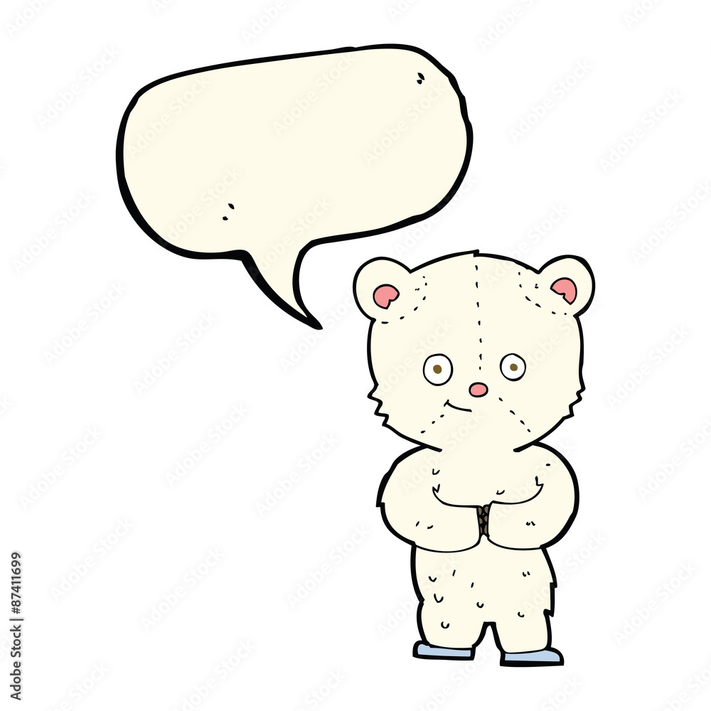 cartoon teddy polar bear cub with speech bubble cartoon teddy polar bear cub with speech bubble
