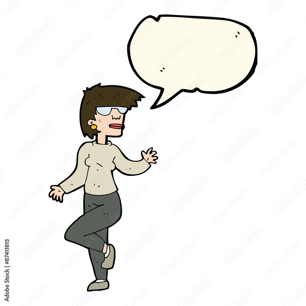 cartoon woman waving with speech bubble cartoon woman waving with speech bubble