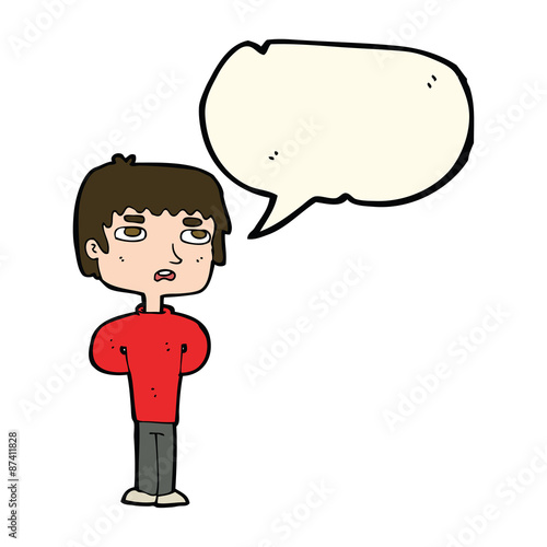 cartoon unhappy man with speech bubble