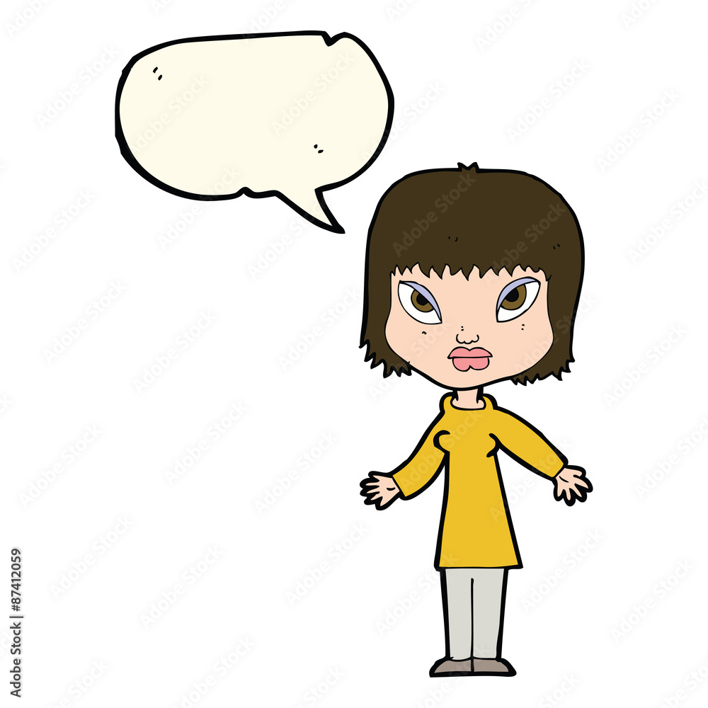 cartoon woman with open arms with speech bubble cartoon woman with open arms with speech bubble