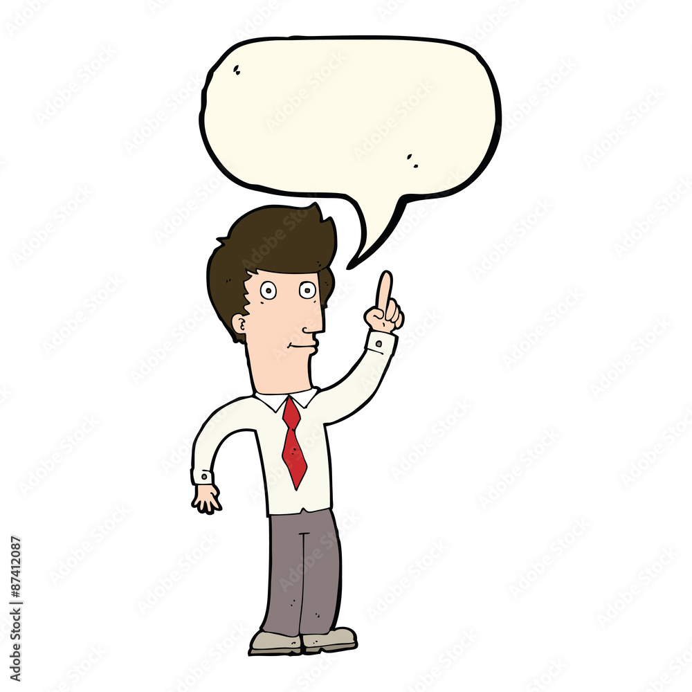cartoon friendly man with idea with speech bubble cartoon friendly man with idea with speech bubble