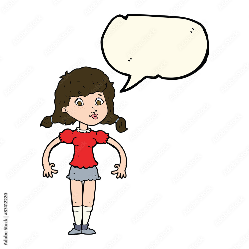 cartoon pretty girl with speech bubble cartoon pretty girl with speech bubble