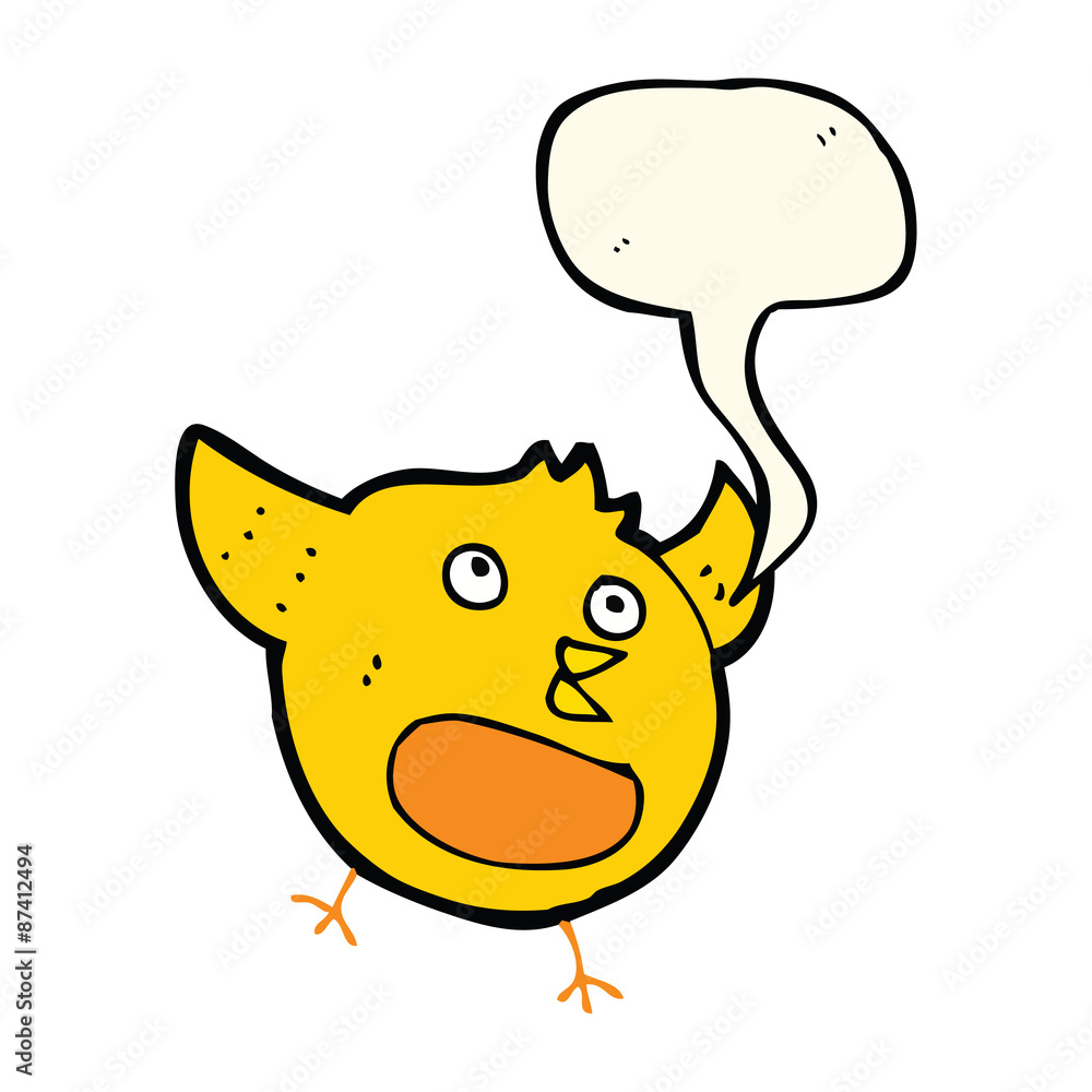 Obraz premium cartoon happy bird with speech bubble