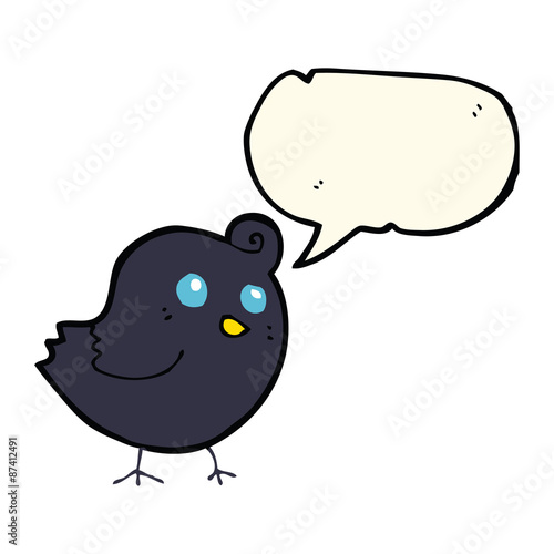 cartoon bird with speech bubble © lineartestpilot