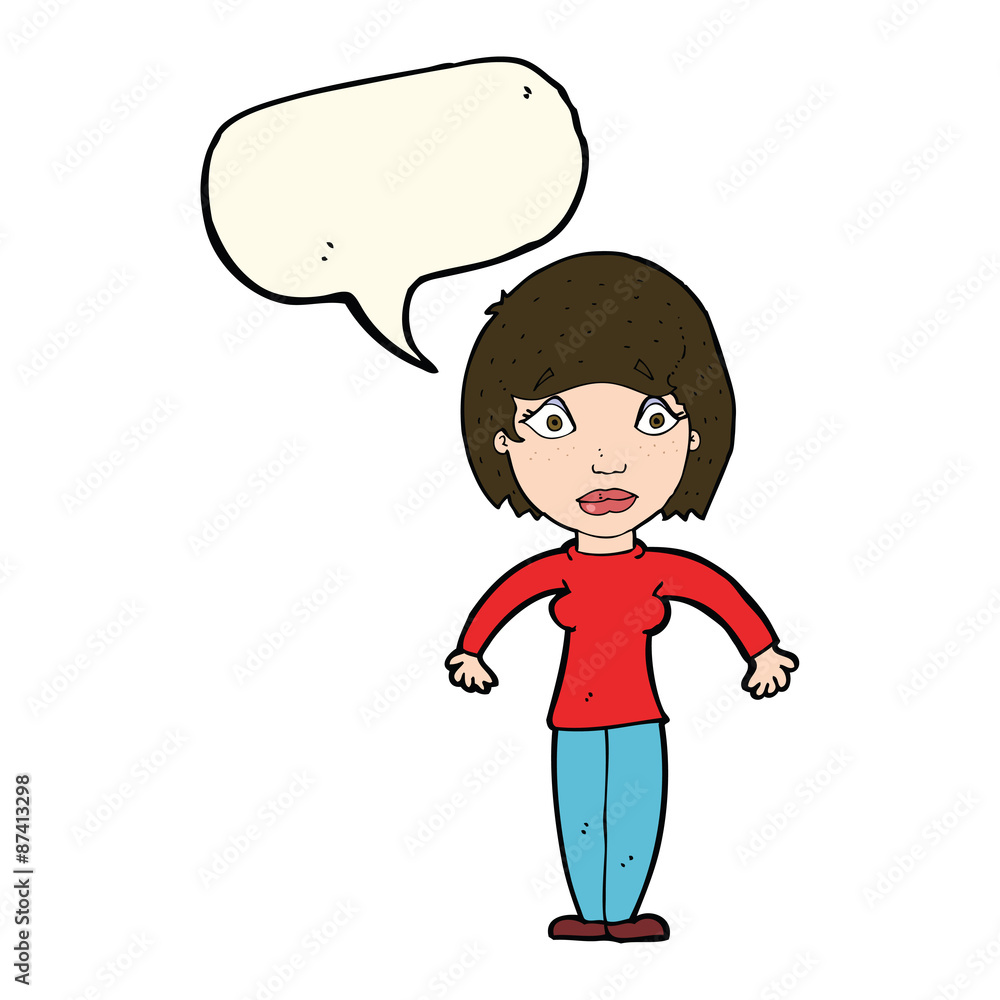 cartoon surprised woman with speech bubble cartoon surprised woman with speech bubble