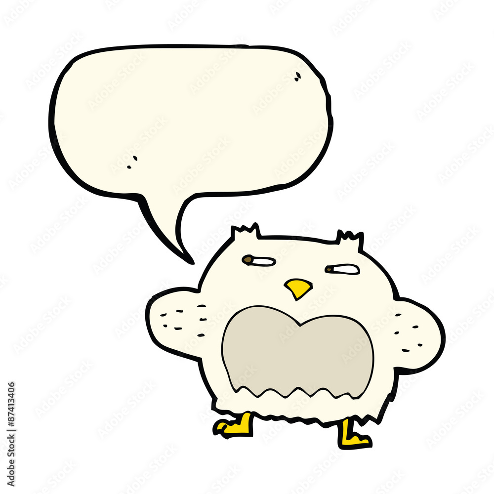 cartoon suspicious owl with speech bubble cartoon suspicious owl with speech bubble