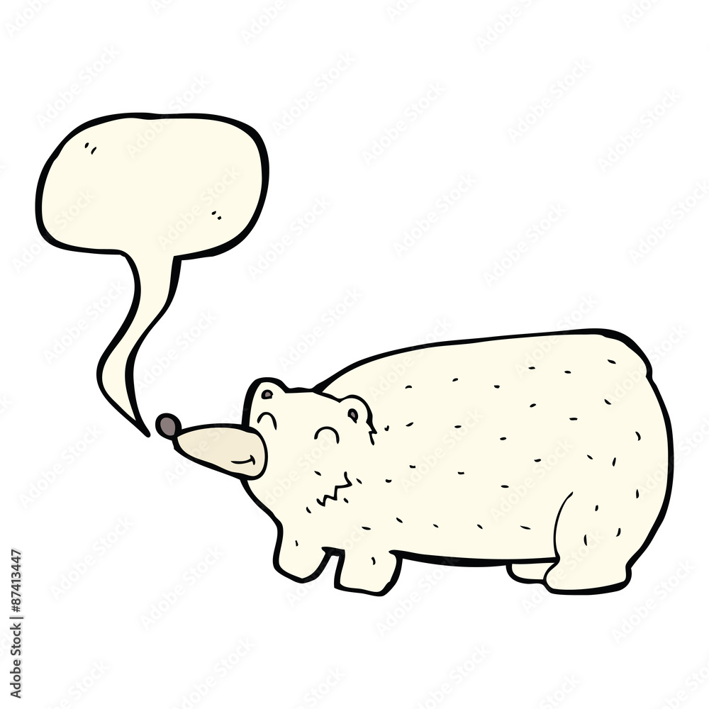 funny cartoon polar bear with speech bubble funny cartoon polar bear with speech bubble