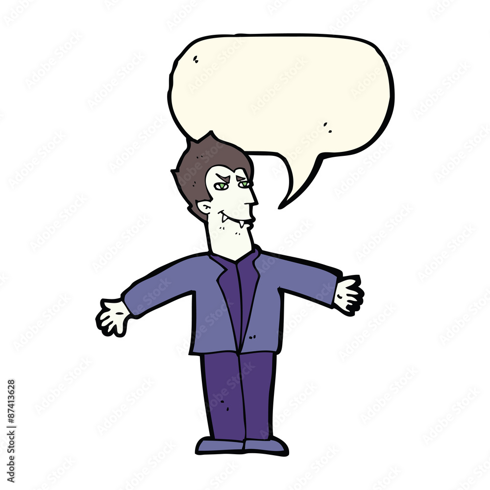 cartoon vampire man with open arms with speech bubble cartoon vampire man with open arms with speech bubble