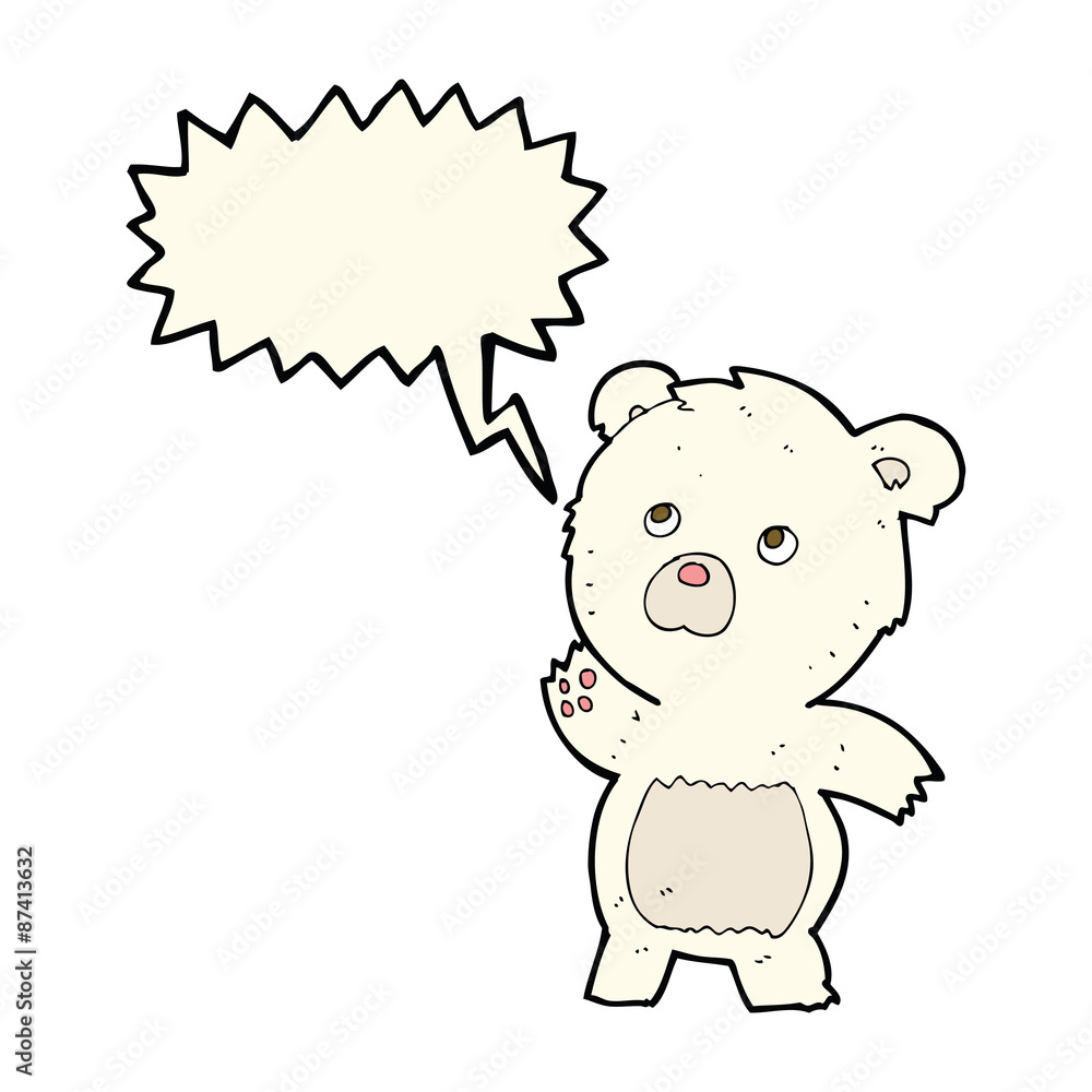 cartoon curious polar bear with speech bubble cartoon curious polar bear with speech bubble