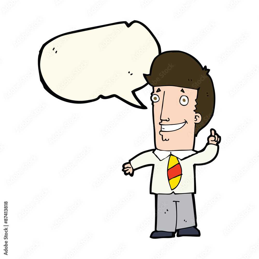 cartoon office man with idea with speech bubble cartoon office man with idea with speech bubble