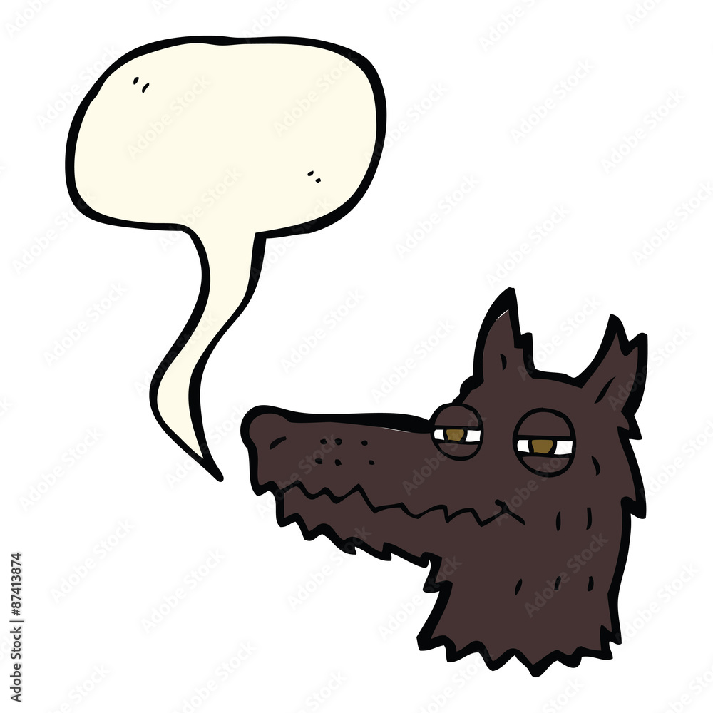 cartoon smug wolf face with speech bubble cartoon smug wolf face with speech bubble