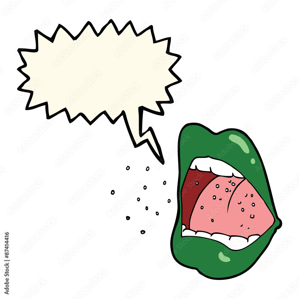 cartoon sneezing mouth with speech bubble cartoon sneezing mouth with speech bubble